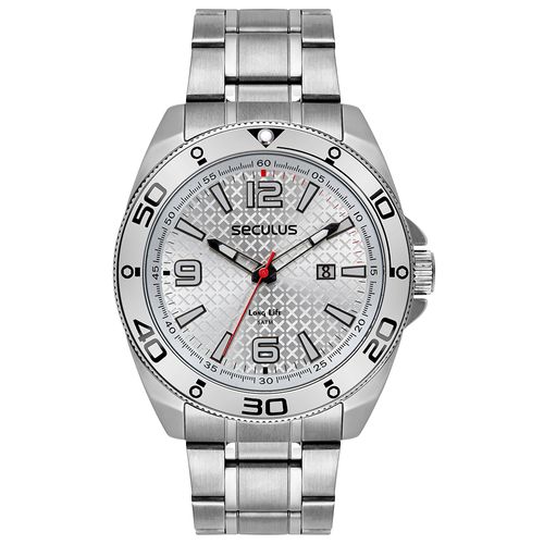 Relógio Masculino Aço Com Calendário e Detalhes Prata