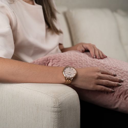 Relógio Feminino Cristais Madrepérola Rosé