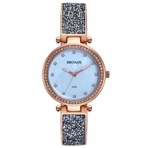 Relógio Feminino Bracelete Cristais Rosé