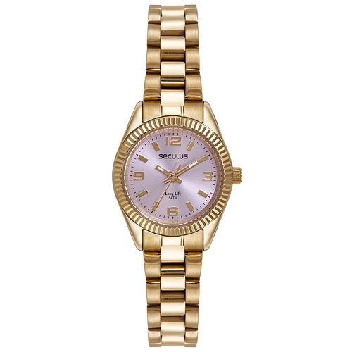 Relógio Feminino Aço Catraca Facetada Dourado