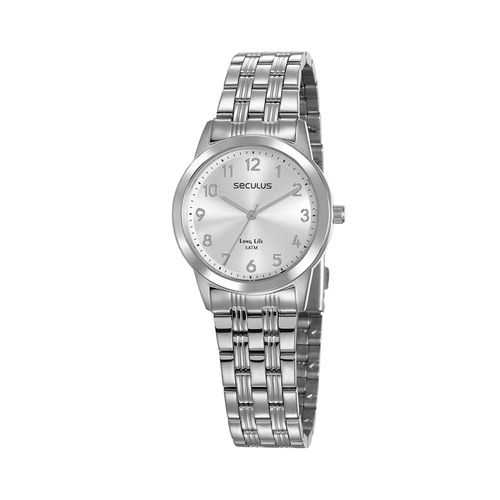 Kit Relógio Feminino Casual Prata Com Pulseira Pedras
