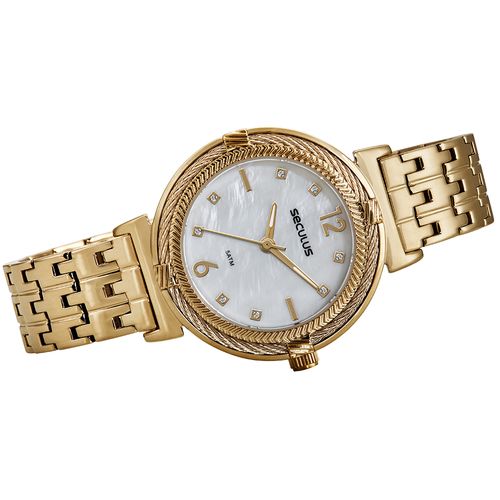 Relógio Feminino Madrepérola Dourado