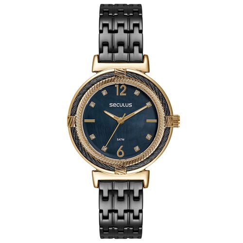 Relógio Feminino Madrepérola Cristais Dourado
