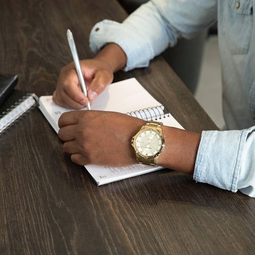 Relógio Masculino Casual Aço Com Calendário Dourado