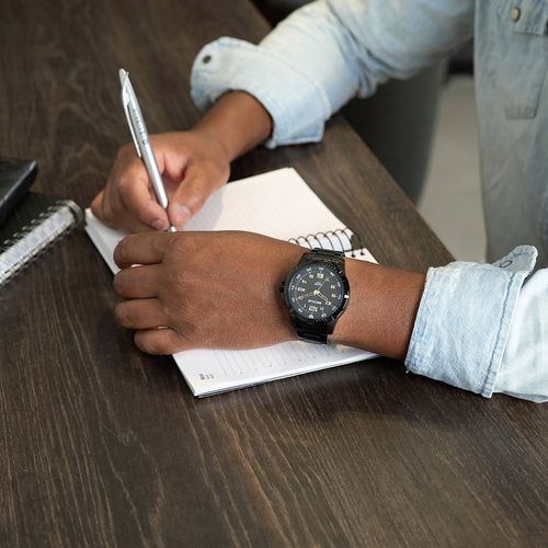 Relógio Masculino Casual Aço Com Calendário Preto