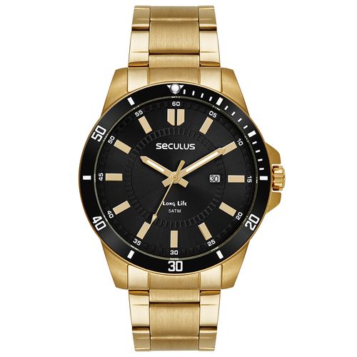 Relógio Masculino Aço Casual Dourado