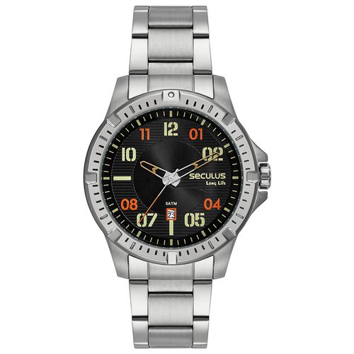 Relógio Masculino Aço Casual Com Calendário Prata
