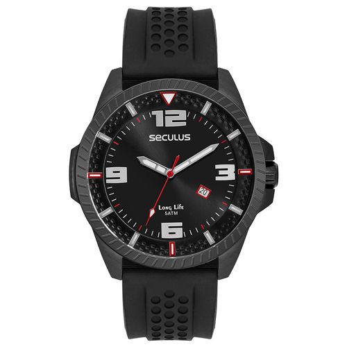 Relógio Masculino Silicone Detalhes Automobilísticos Preto