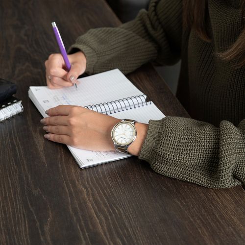 Relógio Feminino Facetado Madrepérola Bicolor