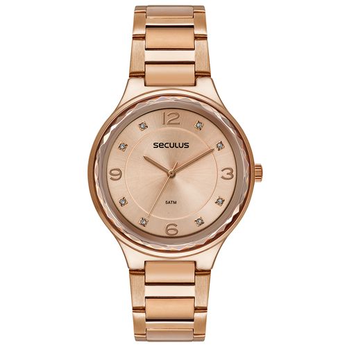 Relógio Feminino Facetado Cristais Rosé