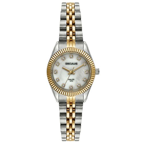 Relógio Feminino Aço Madrepérola Bicolor
