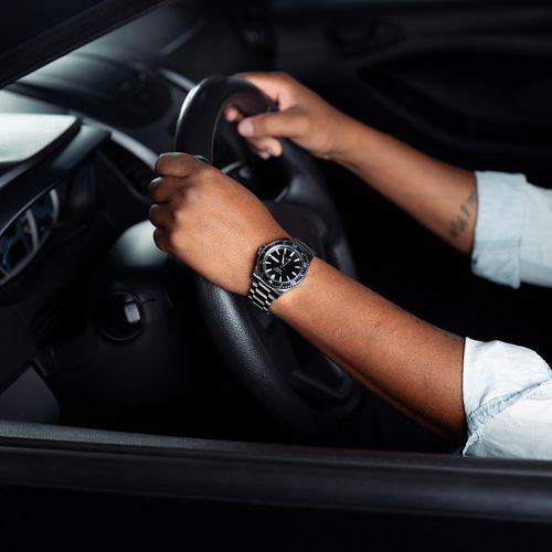 Relógio Masculino Automático Aço Catraca Giratória Prata