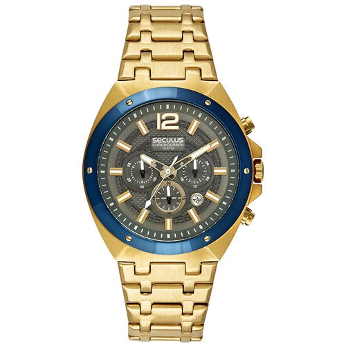 Relógio Masculino Cronógrafo Aço Dourado