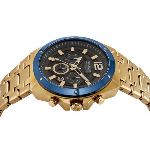 Relógio Masculino Cronógrafo Aço Dourado