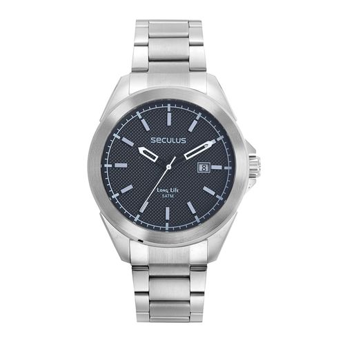 Kit Relógio Masculino Aço Prata Com Pulseira Trançada