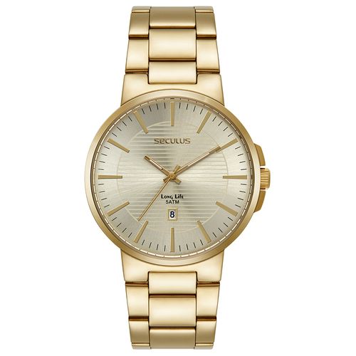 Relógio Masculino Social Aço Dourado