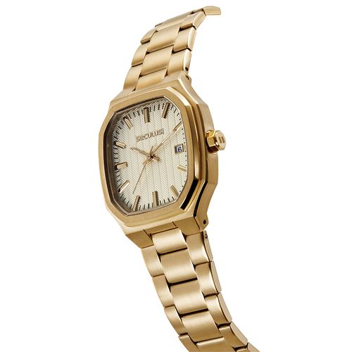 Relógio Masculino Quadrado Social Aço Dourado