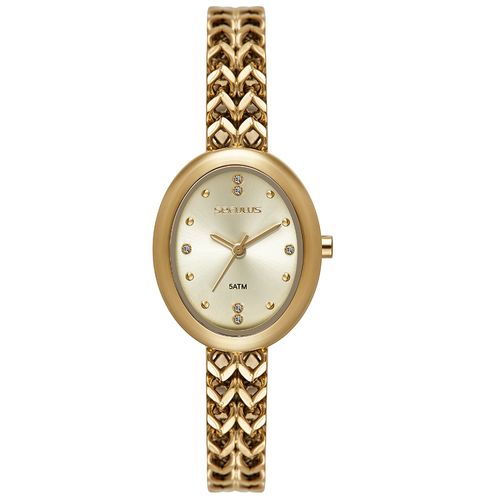 Relógio Feminino Oval Dourado Pulseira Corrente