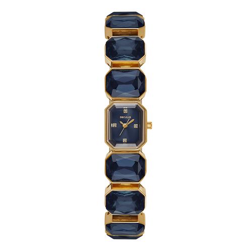 Relógio Feminino Pedras Facetadas Azul