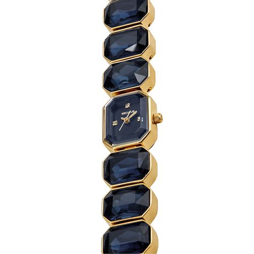 Relógio Feminino Pedras Facetadas Azul