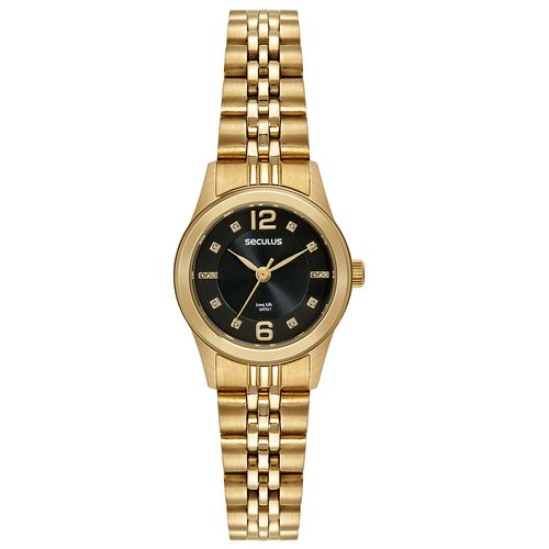 Kit Relógio Feminino Cristais Dourado com Pulseira Colorida