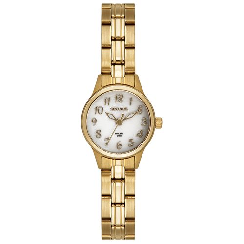 Kit Relógio Feminino Madrepérola Dourado Pulseira Coração