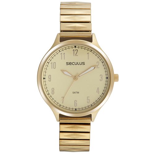 Kit Relógio Feminino Casual Dourado com Pulseira Coração