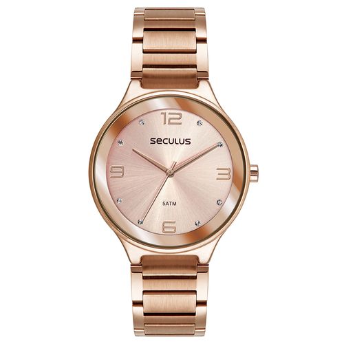 Kit Relógio Feminino Casual Cristais Rosé Pulseira Coração
