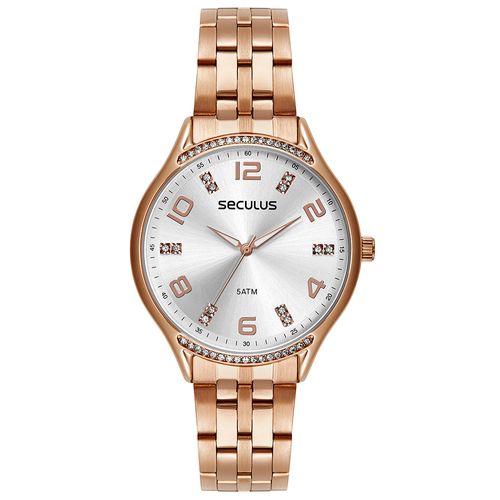 Kit Relógio Feminino Cristais Rosé com Pulseira Coração