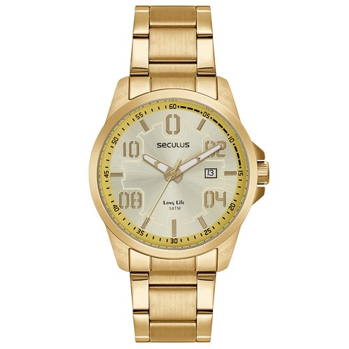 Kit Relógio Masculino Detalhes Dourado com Canivete Multiuso