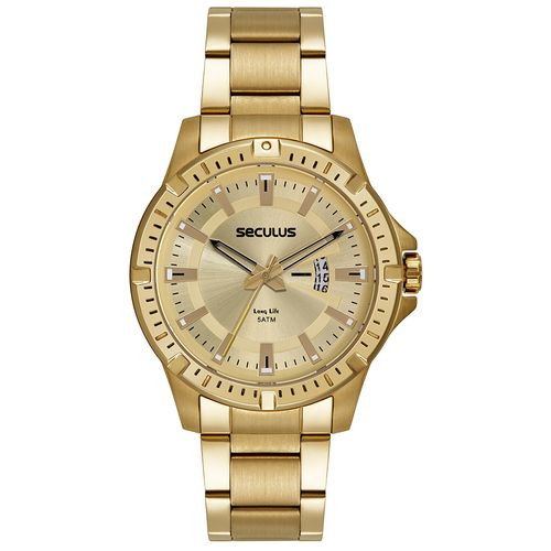Kit Relógio Masculino Calendário Aço Dourado Copo Térmico
