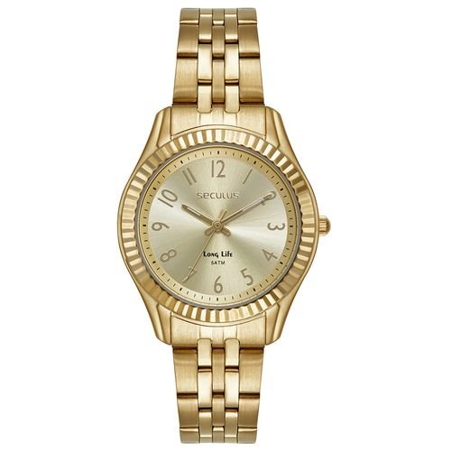 Relógio Feminino Dourado Catraca serrilhada