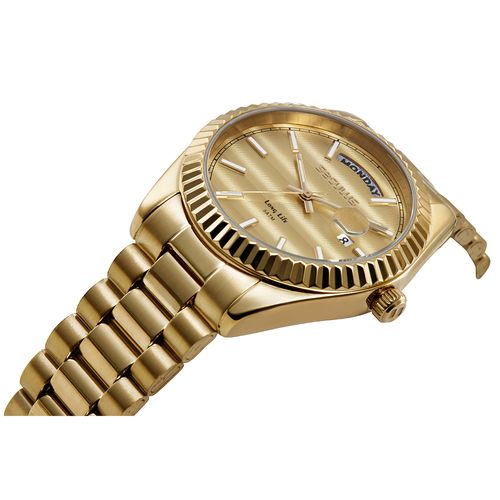 Relógio Feminino Catraca Facetada Mostrador Dourado