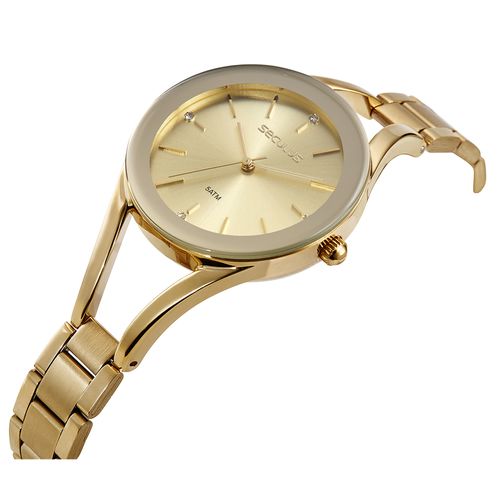 Relógio Feminino Dourado Visor Espelhado Bracelete