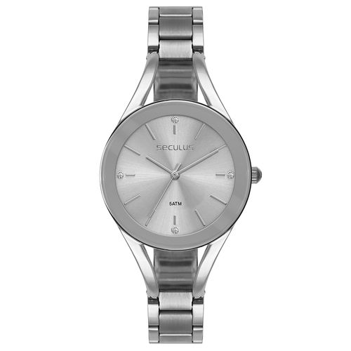 Relógio Feminino Prata Visor Espelhado Bracelete