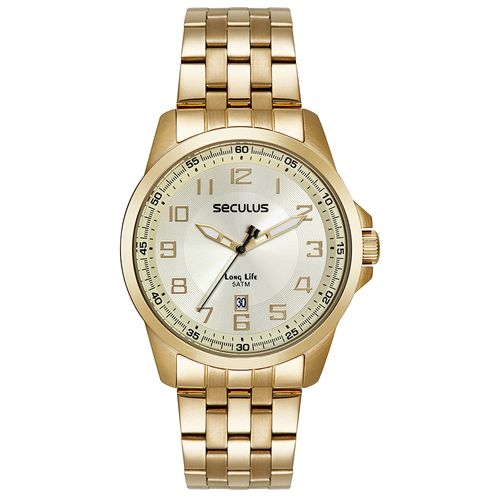 Kit Relógio Masculino Casual Aço Dourado