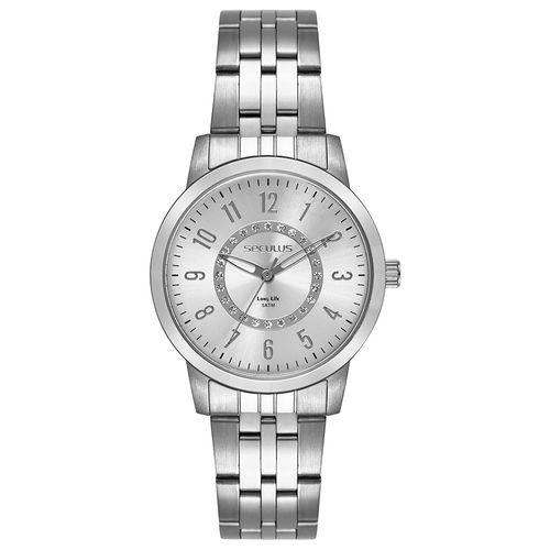 Relógio Feminino Aço Prata Cristais