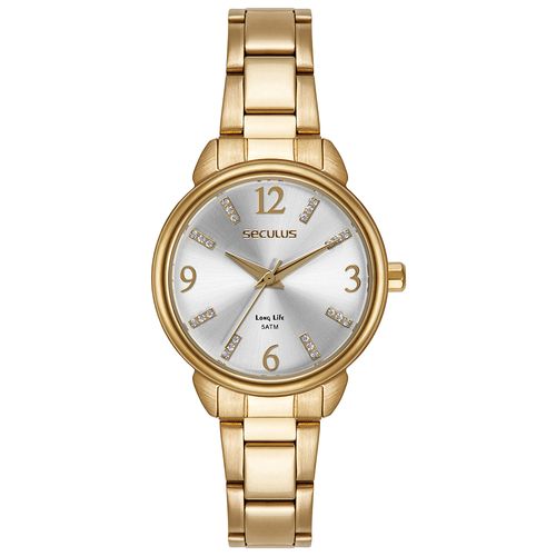 Relógio Feminino Aço Mostrador Prata