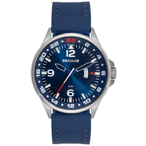 Relógio Masculino Cromado Calendário Pulseira de Silicone