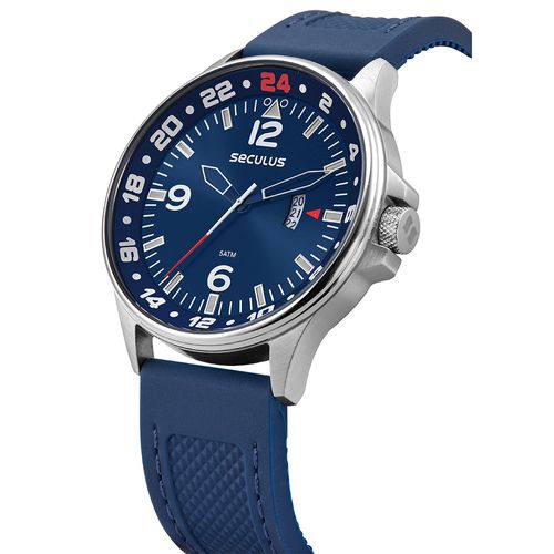 Relógio Masculino Cromado Calendário Pulseira de Silicone