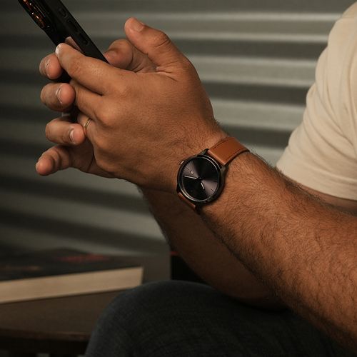 Relógio Masculino Minimalista Chumbo Couro legítimo