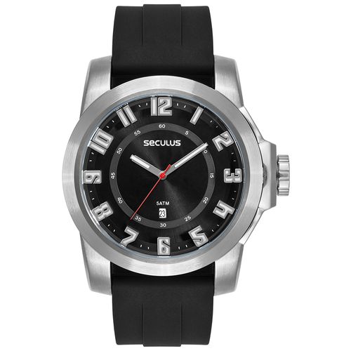 Relógio Masculino Prata com Pulseira em Silicone