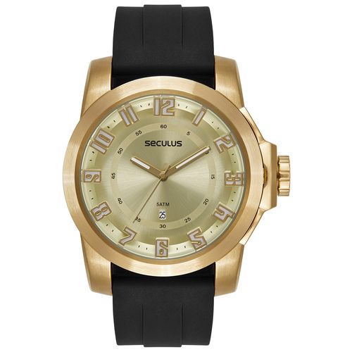 Relógio Masculino Dourado com Pulseira em Silicone