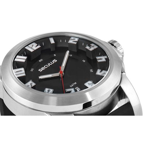 Relógio Masculino Prata com Pulseira em Silicone