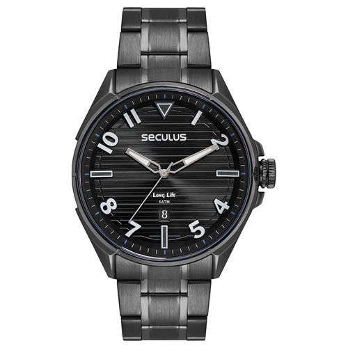 Kit Relógio Masculino em Aço Preto com Fone sem Fio