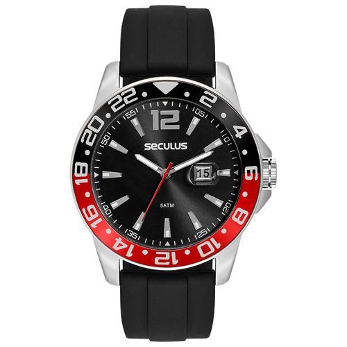 Kit Relógio Masculino Preto Pulseira de Silicone com Alicate