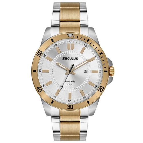 Kit Relógio Masculino Dourado em Aço com Fone sem Fio