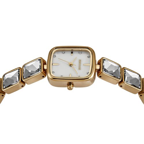 Relógio Feminino Dourado Quadrado Madrepérola