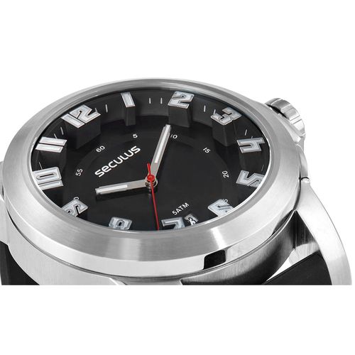 Relógio Masculino Prata com Pulseira em Silicone