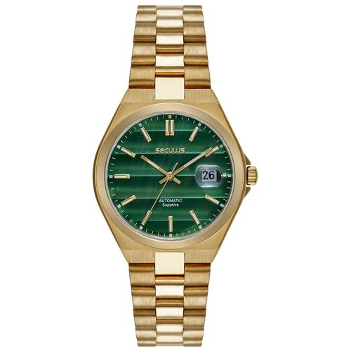 Relógio Masculino Automático Fundo Transparente Visor Verde